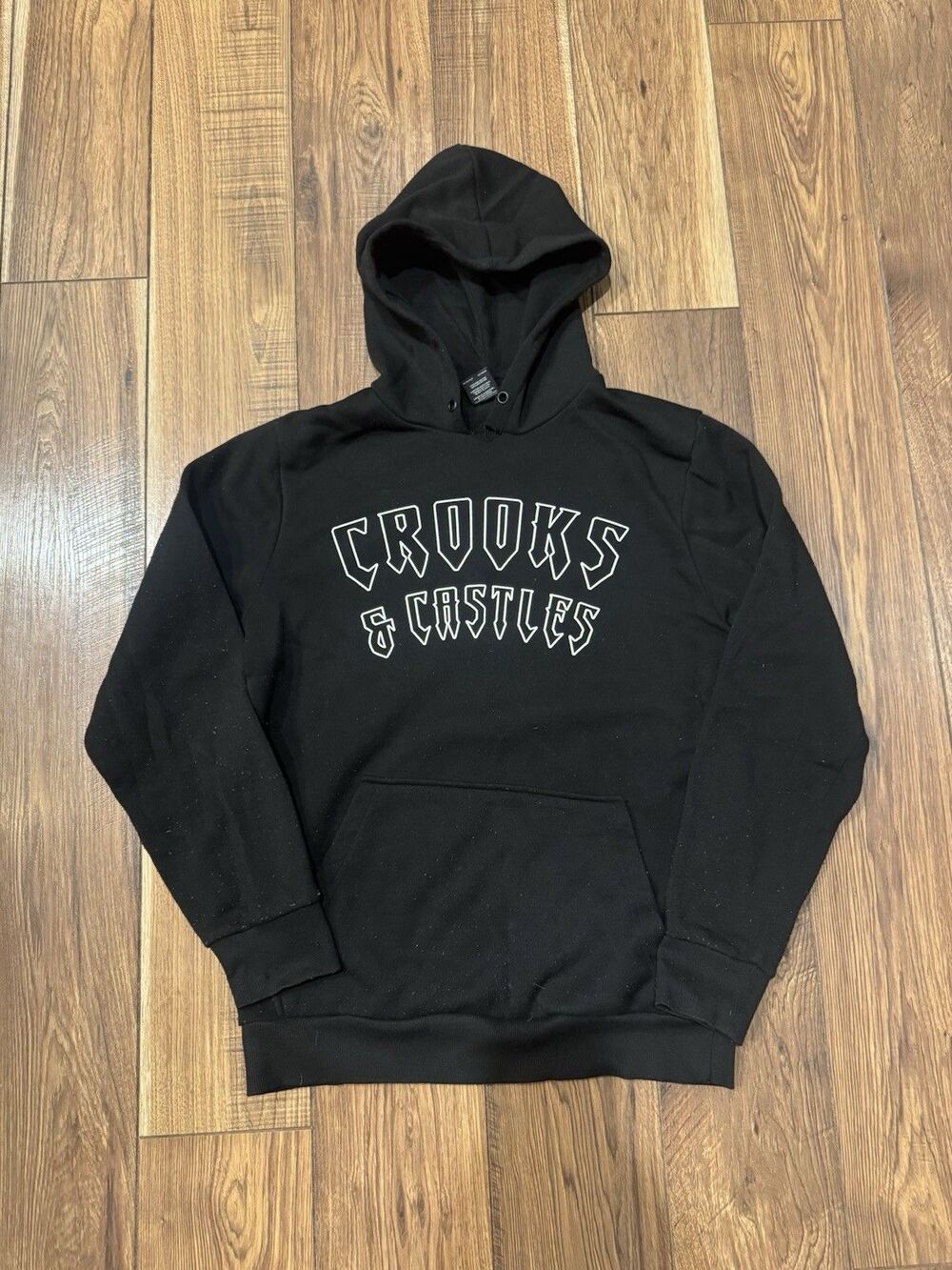 Mens Crooks And Castles Graphic Black Pullover Hoodie Sweatshirt Medium Skater